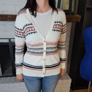 Pendleton White Button-Up Cardigan, Size L